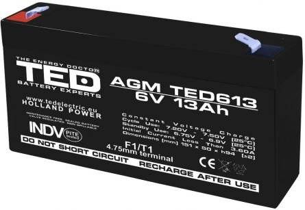 Acumulator AGM VRLA 6V 13A- TED