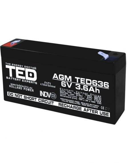 Acumulator AGM VRLA 6V 3,6A- TED