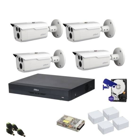 Kit Complet Supraveghere Video 4 Camere 2Mp, IR80-Dahua, exterior