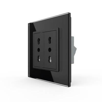 Priza dubla module inguste Livolo cu rama din sticla - standard german