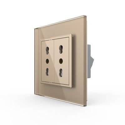 Priza dubla module inguste Livolo cu rama din sticla - standard german