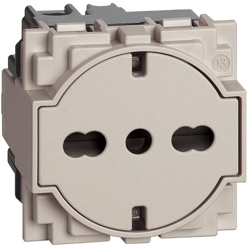 PRIZA STANDARD GERMAN/ITALIAN FATA PLATA 2P+E 16A 2M NISIP - BTICINO LIVING NOW