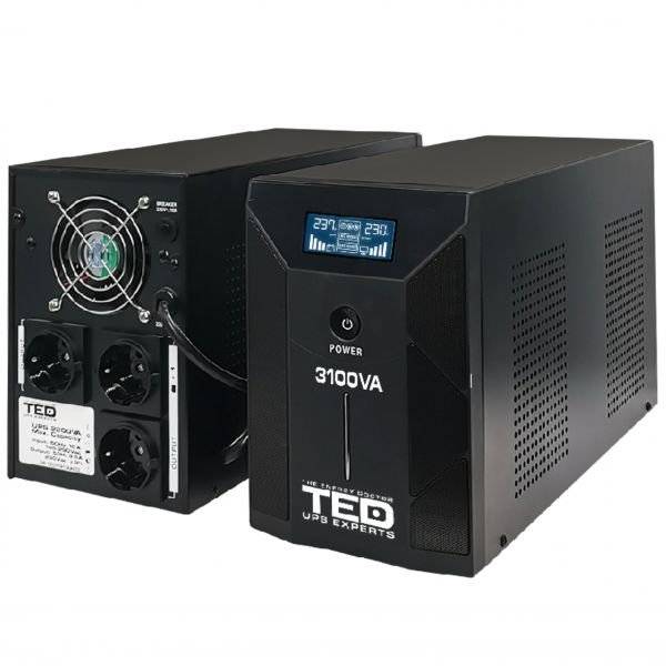 UPS 3100VA/1800W LCD Line Interactive AVR 3 schuko USB Management-TED Electric 