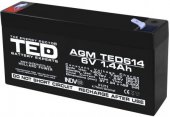 Acumulator AGM VRLA 6V 1,4A dimensiuni 97mm x 25mm x h 54mm F1 TED Battery Expert Holland