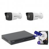 Kit Supravegere Video 2 camere IP, HIKVISION, 4MP, IR 30, HDD
