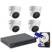 Kit Supravegere Video 4 camere IP, HIKVISION, 2MP, IR 30 DOME, HDD