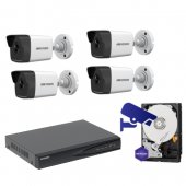 Kit Supravegere Video 4 camere IP, HIKVISION, 2MP, IR 30, HDD