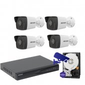 Kit Supravegere Video 4 camere IP, HIKVISION, 4MP, IR 30, HDD