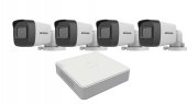 Kit Supraveghere Video 4 Camere AnalogHD 4 in 1, 5MP, lentila 2.8mm, IR 25m - HIKVISION