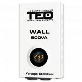 Stabilizator retea maxim 500VA-AVR LCD 2 iesiri schuko WALL